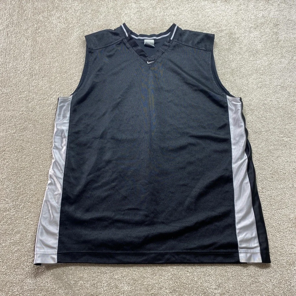 Nike Basketball Jersey Mens XL Black Gray Sleeveless Athletic‎ Mesh Tank Top Y2K